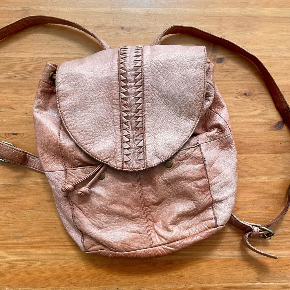 Tan Leather Backpack Purse